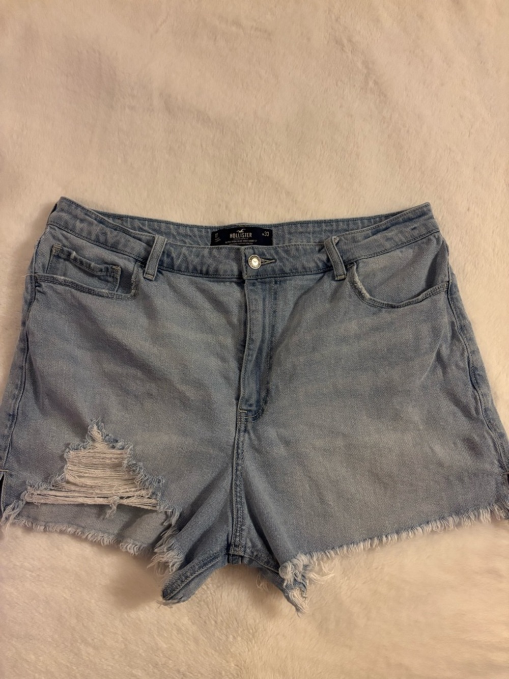 Hollister Light Wash High Rise Mom Denim Shorts